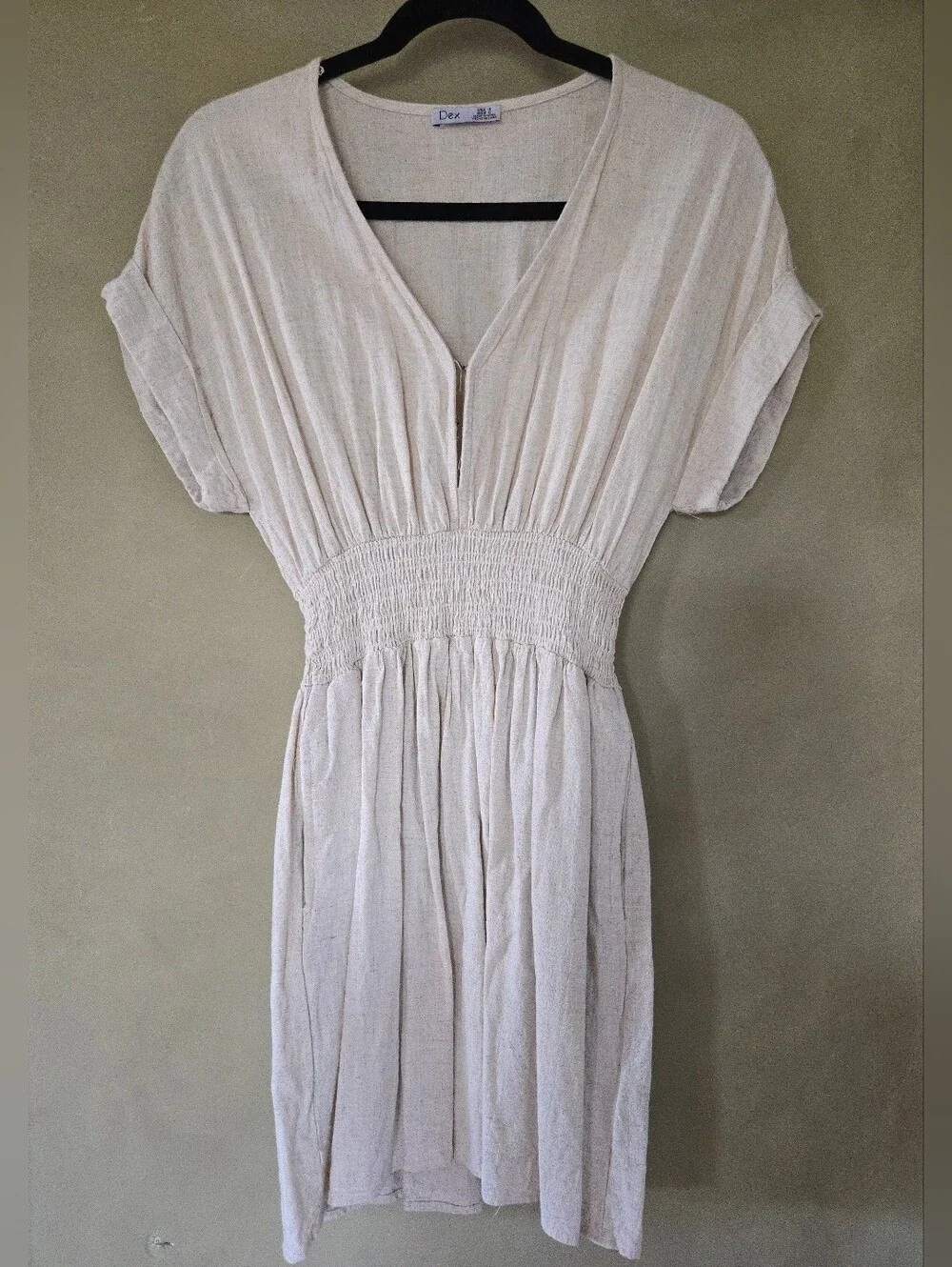 Dex | Cream Lightweight Viscose & Linen Blend Dress, Size S - Picture 2 of 10